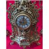 Image 2 : ANTIQUE BRASS MANTLE CLOCK with CANDELABRAS