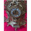 Image 3 : ANTIQUE BRASS MANTLE CLOCK with CANDELABRAS