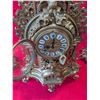 Image 5 : ANTIQUE BRASS MANTLE CLOCK with CANDELABRAS