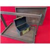 Image 6 : VINTAGE WOODEN TEA SERVICE TRAY SET & WICKER CHEST