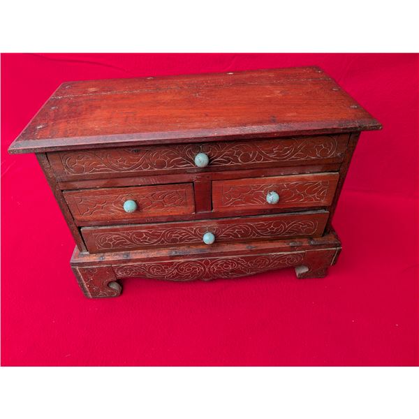 ANTIQUE CHINESE CHEST with Turquoise stone buttons.