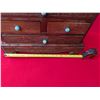 Image 2 : ANTIQUE CHINESE CHEST with Turquoise stone buttons.