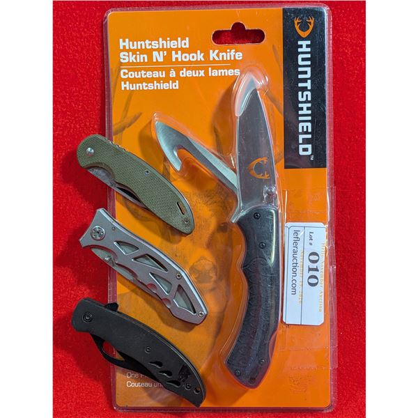 HUNTSHIELD Skin N' Hook Knife plus 3 Tactical knives