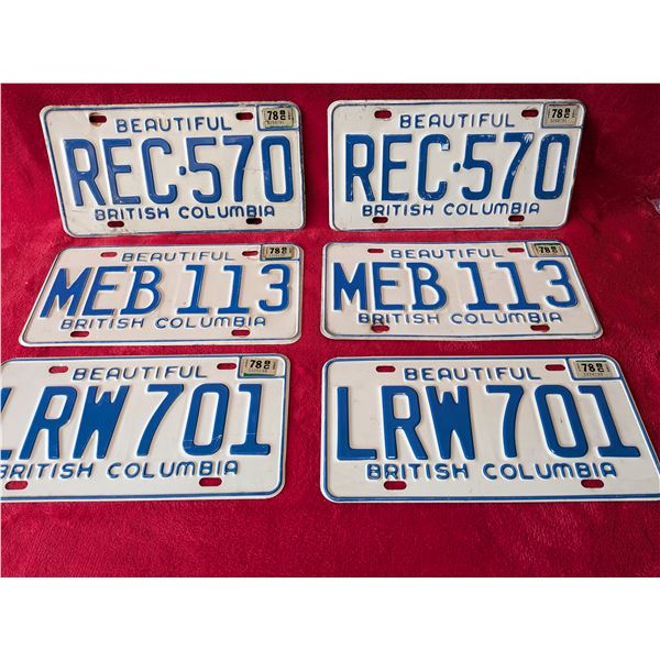 VINTAGE MATCHED LICENCE PLATES