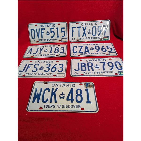 1973 ONTARIO LICENSE PLATES