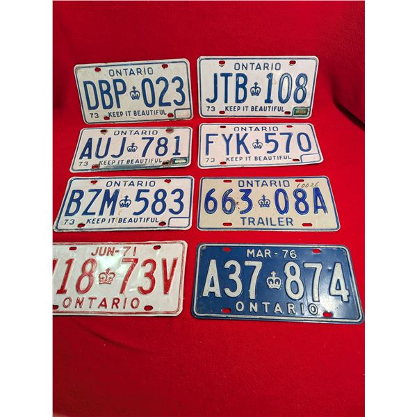 1970's ONTARIO LICENSE PLATES
