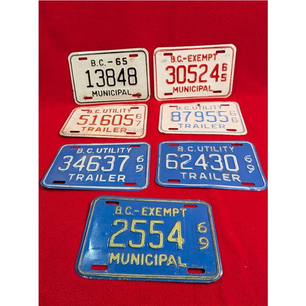 1965-1969 BC MUNICIPAL & TRAILER LICENSE PLATES