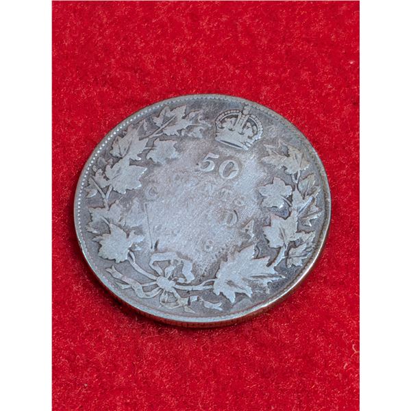 1918 Canadian 50-cent silver coin.
