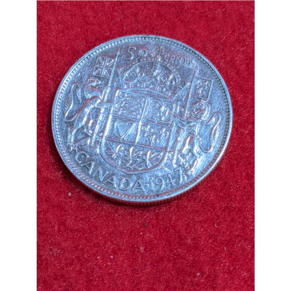 1945 Canadian 50-cent silver coin.