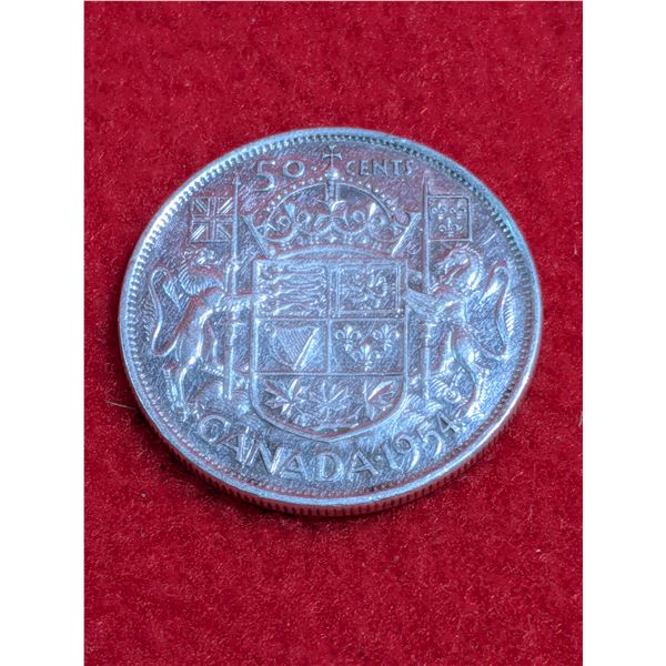 1954 Canadian 50-cent Silver coin.
