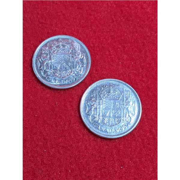 1956 Canadian 50-cent silver coin.