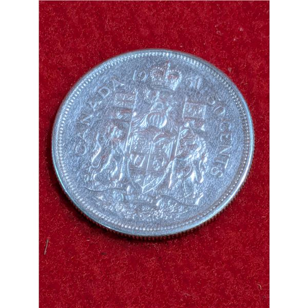 1961 Canadian 50-cent Silver coin (half dollar)