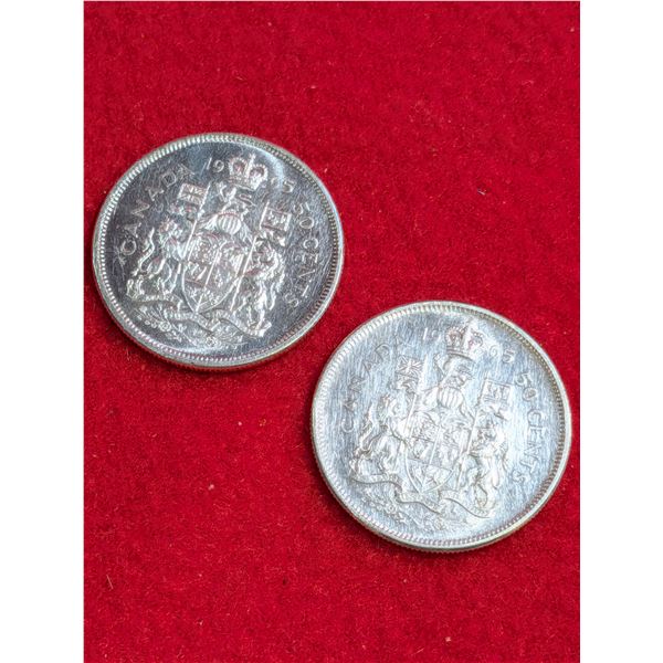 1965 Canadian 50-cent Silver coins.