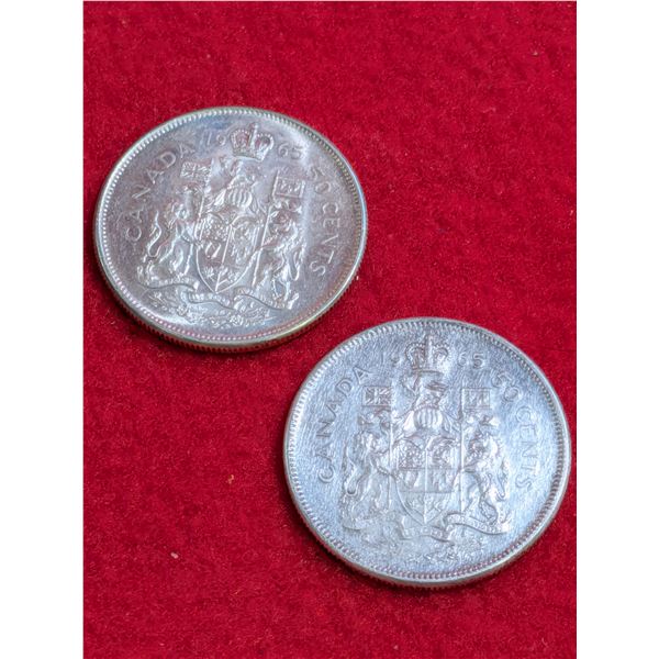 1965 Canadian 50-cent Silver coins(half dollar).
