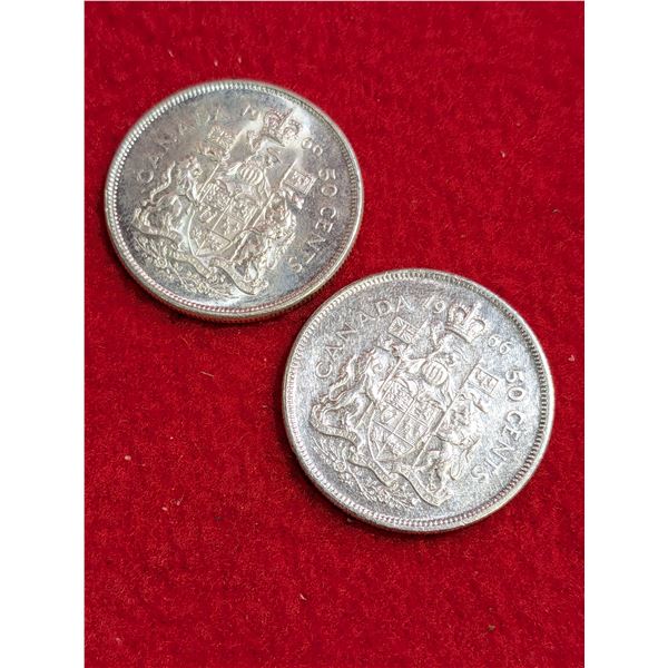 1966 Canadian 50-cent Silver coin (half dollars).