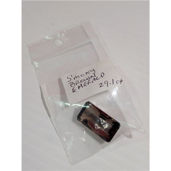 Multi-faceted "Smoky Brown" EMERALD Cut Gemstone