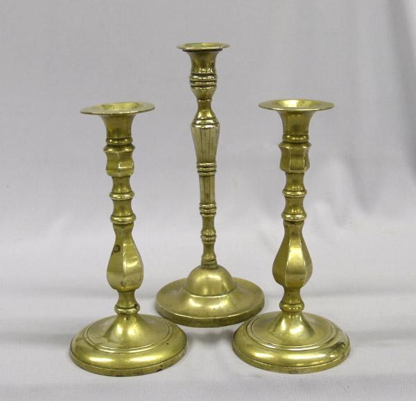 3 Vintage Brass Candlestick Holders