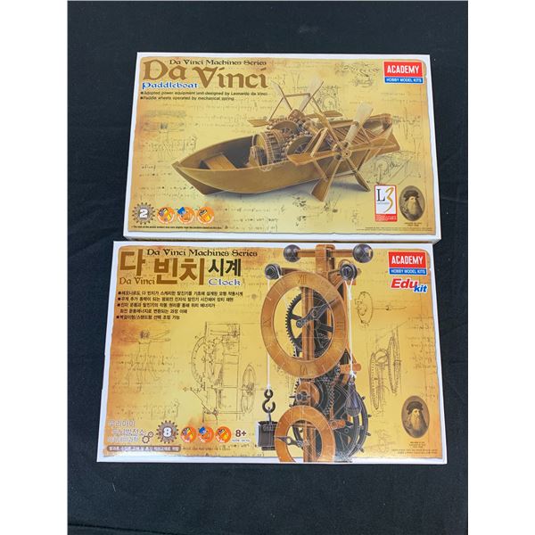 Lot of 2 Da Vinci Academy Hobby Model Kits Clock and Paddleboat #18150A and #18130