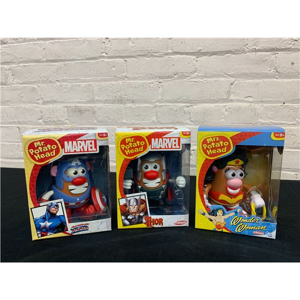Lot of 3 Mr Potato Head Marvel and DC Collectible Toys
