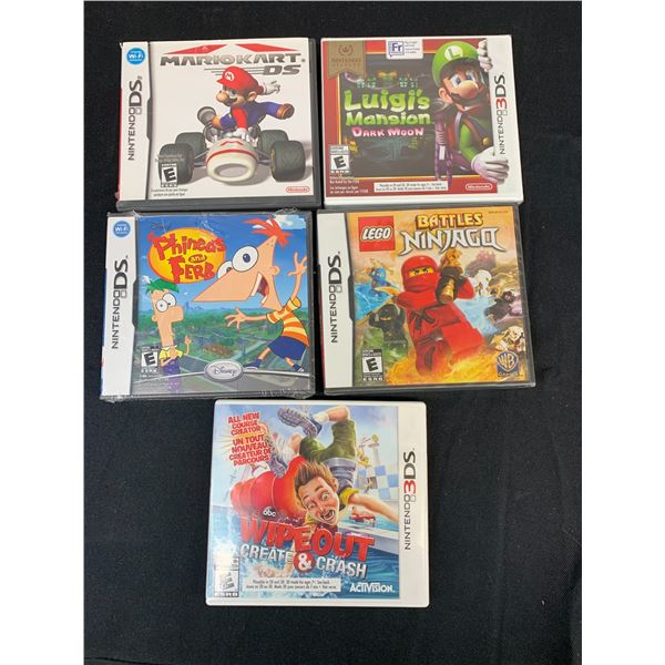 Lot of 3 Nintendo DS Games (2 sealed) and 2 3DS Games (Luigi's Mansion Sealed)