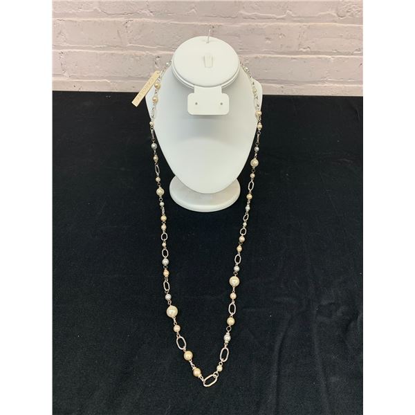 Carolee Long Pearl and Silver-Tone Necklace