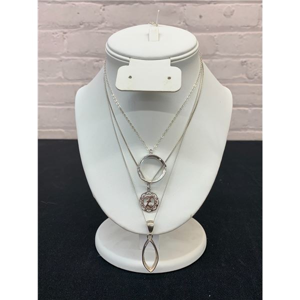 Lot of 3 Sterling 925 Necklaces and Pendants (13 grams total )