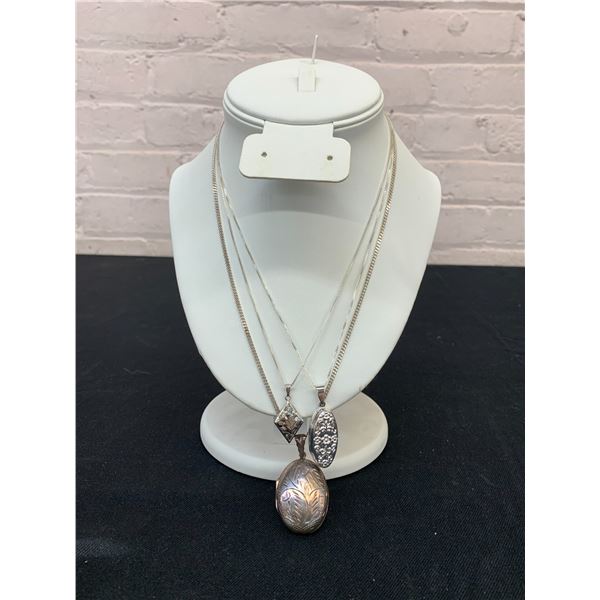 Lot of 3 Pendant / Locket Sterling 925 Necklaces (25 grams total)