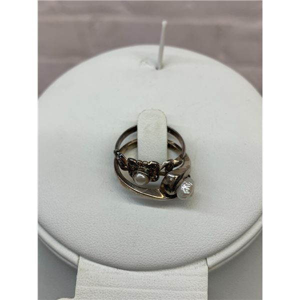 Lot of 2 Sterling Marked 925 Rings with Pearls