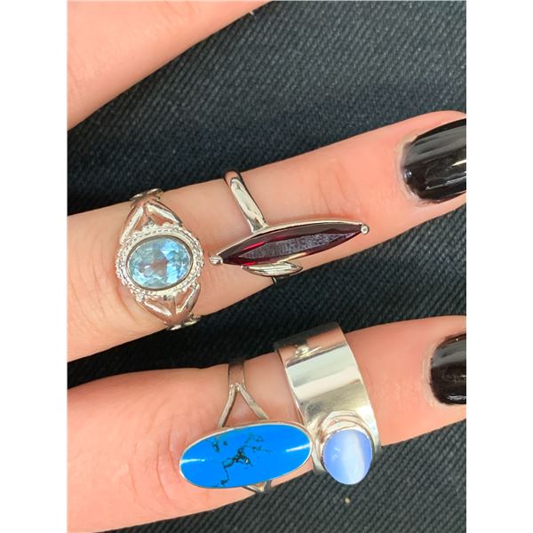 Lot of 4 Sterling Marked 925 Rings with Gemstones