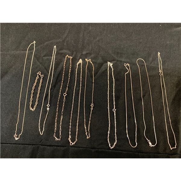 Lot of 10 Sterling 925 Necklace Chains and Bracelets (42 grams)