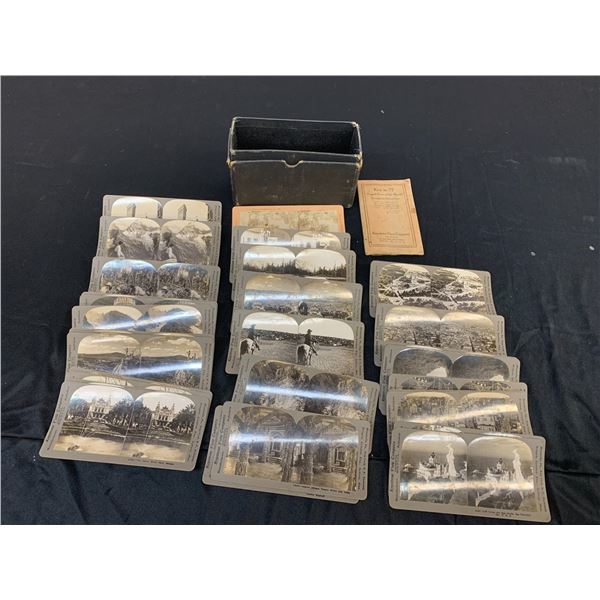 Lot of Stereoscope Keystone View Company Slides Travel w box