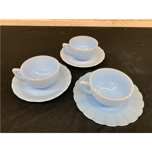 Lot of 6pcs Delphite Blue Tea Cups and Saucers