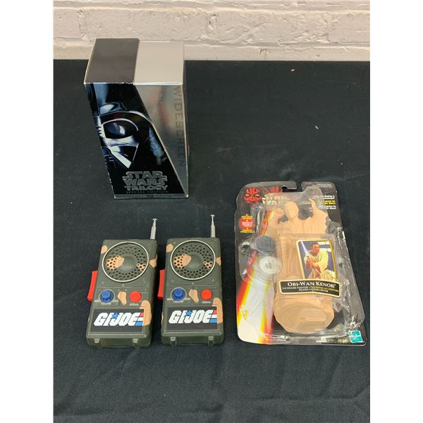 Lot of 4pcs GI Joe Walkie Talkies, DIY Star Wars Obiwan Figure and VHS Box Set