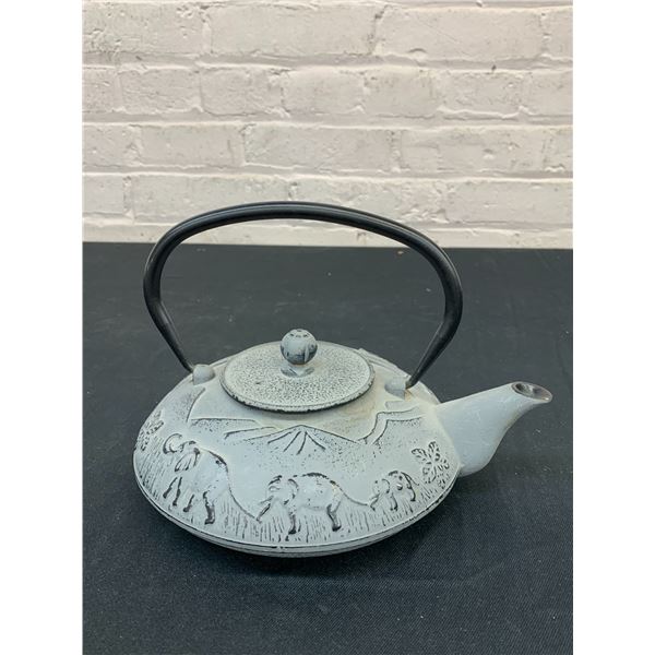 Cast Iron Asian Style Elephants Detail Tea Pot