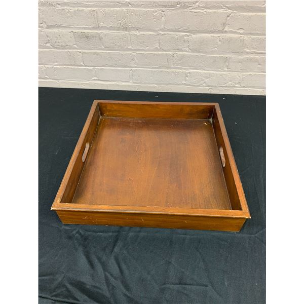 Vintage Wooden Tray w Handles 17x17