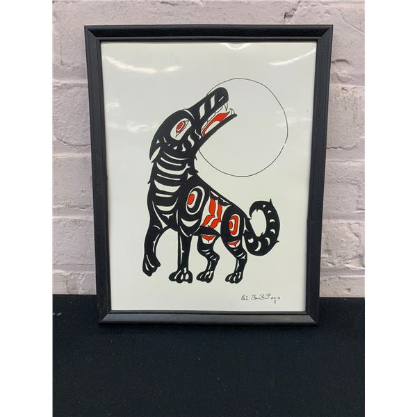 Wolf Howling at Moon Haida Art Indigenous Print 9x12