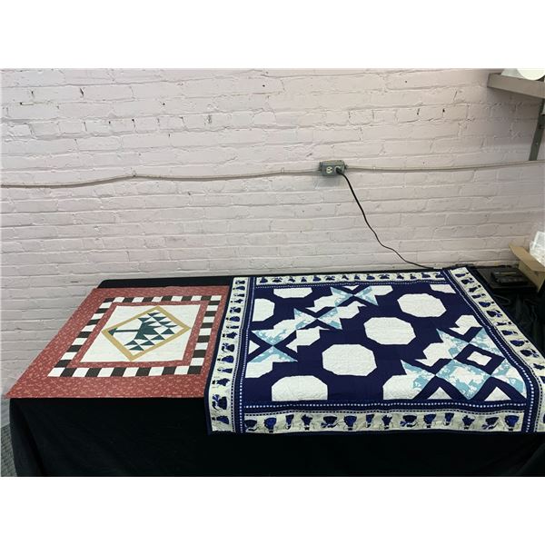 2 Quilts Blue 42" x 48" and Multicolour 31" x 32"