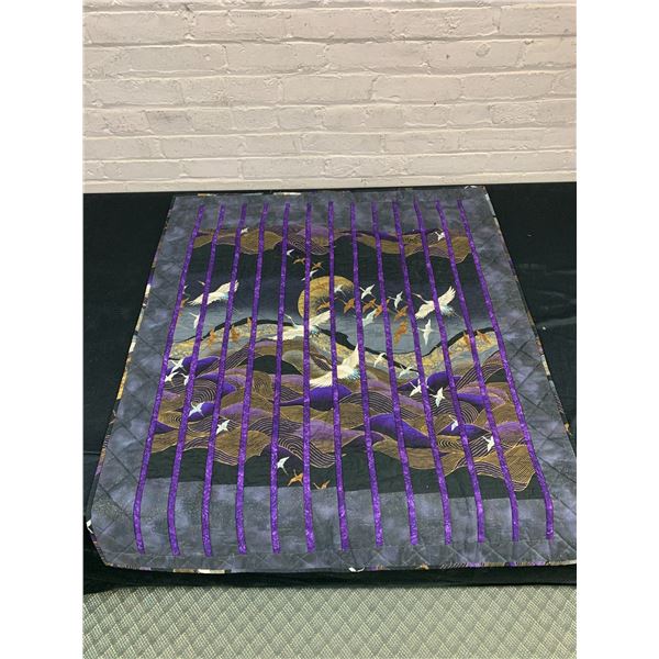 Quilt with Wall Tabs Asian Cranes Pattern 34" x 39"