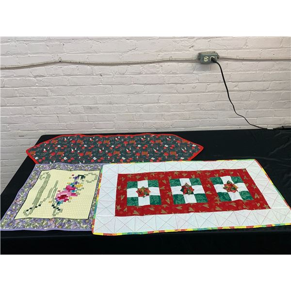2 Quilted Table Runners and Table Center Square 15.5" x 50" and 19.5" x 40", 19x19