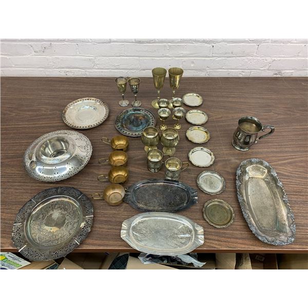 Lot of Silverplate Servingware Plates, Cups, Chalices