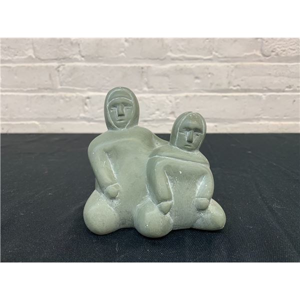 Soapstone Indigenous Figurine Pair 4" x 4"