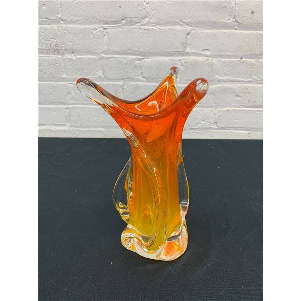 Marked Chalet Orange Vase 9"