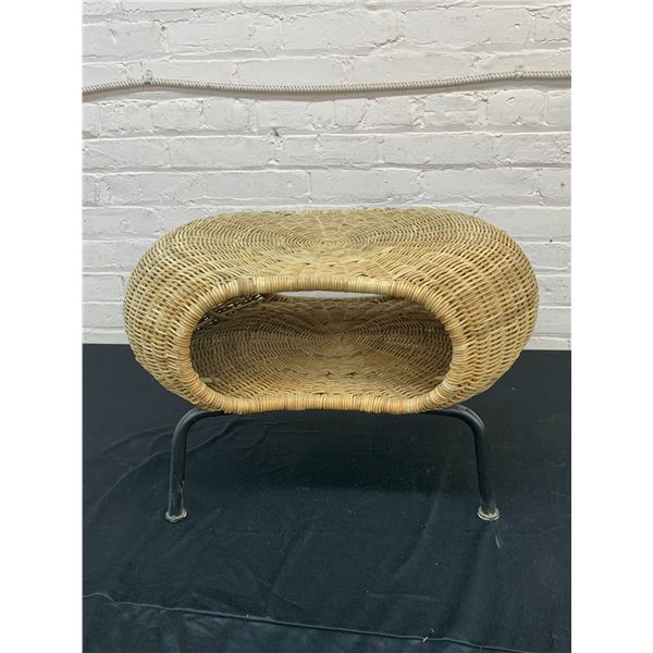 Woven Wicker Bench / Stool w Storage 13"T, 24"L x 17"D