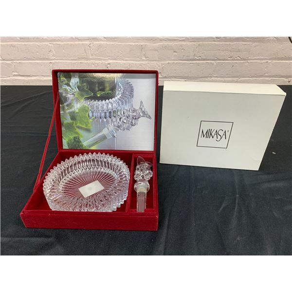 Mikasa Diamond Fire Crystal Wine Bottle Coaster and Stopper