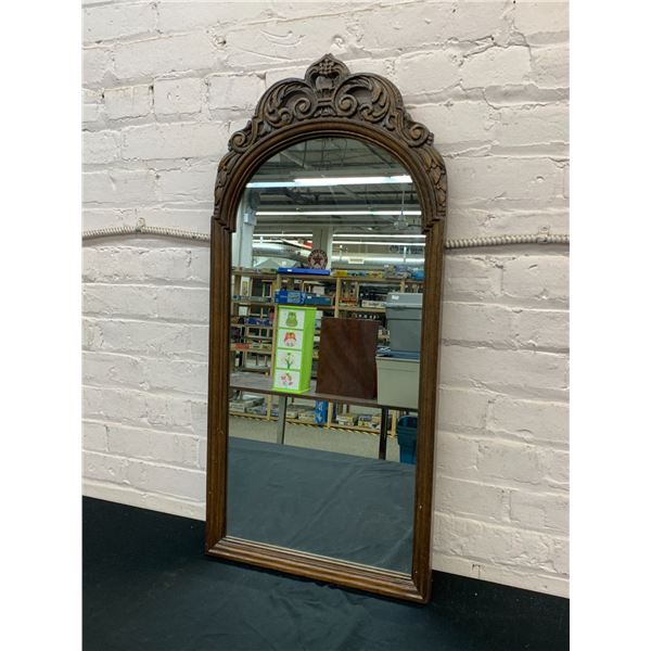 Vintage H. Krug Wood Framed Wall Mirror 33" x 16"