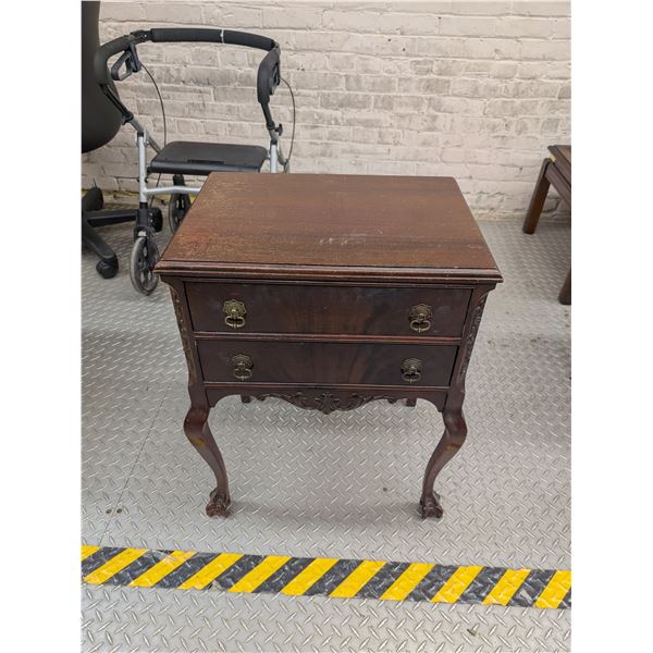 Two drawer mahogany floor standing flatware chest