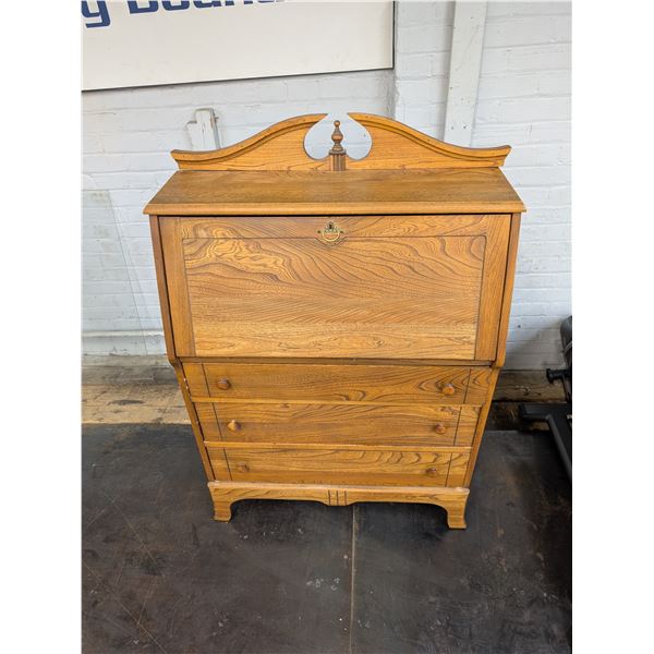 Antique Vintage Oak Drop Down Secretary Writing Desk