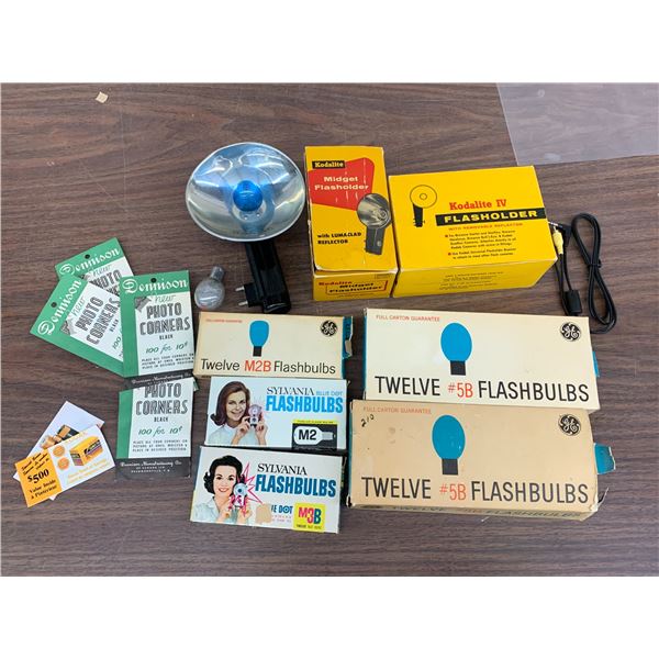 Lot of Misc Camera Flash Bulbs, Flash Accessories etc, Kodak, Photo Corners