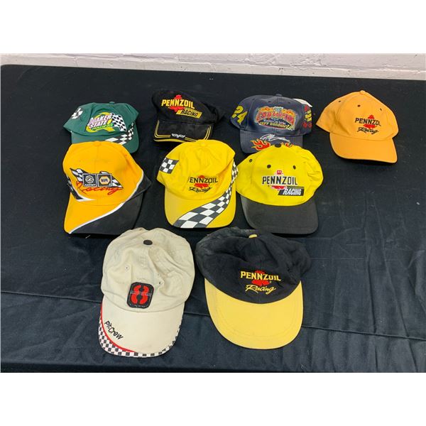 Lot of 9 Pennzoil Advertising Baseball Caps Trucker Hats, Vintage