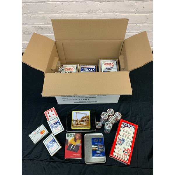 Box FULL of Poker Chips and Playing Cards